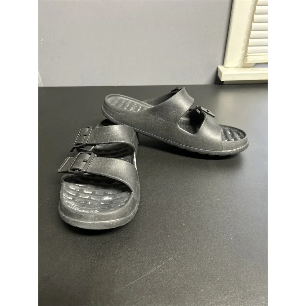 Thermarest Men's 13 Black Slide Slip On Sandals Waterproof Comfort Travel Buckle